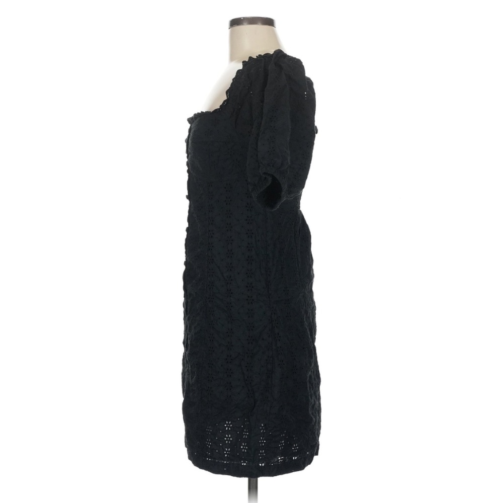 GAP Puff Sleeve Square Neck Eyelet Mini Dress (M) Black NEW - No Tags - Picture 4 of 7